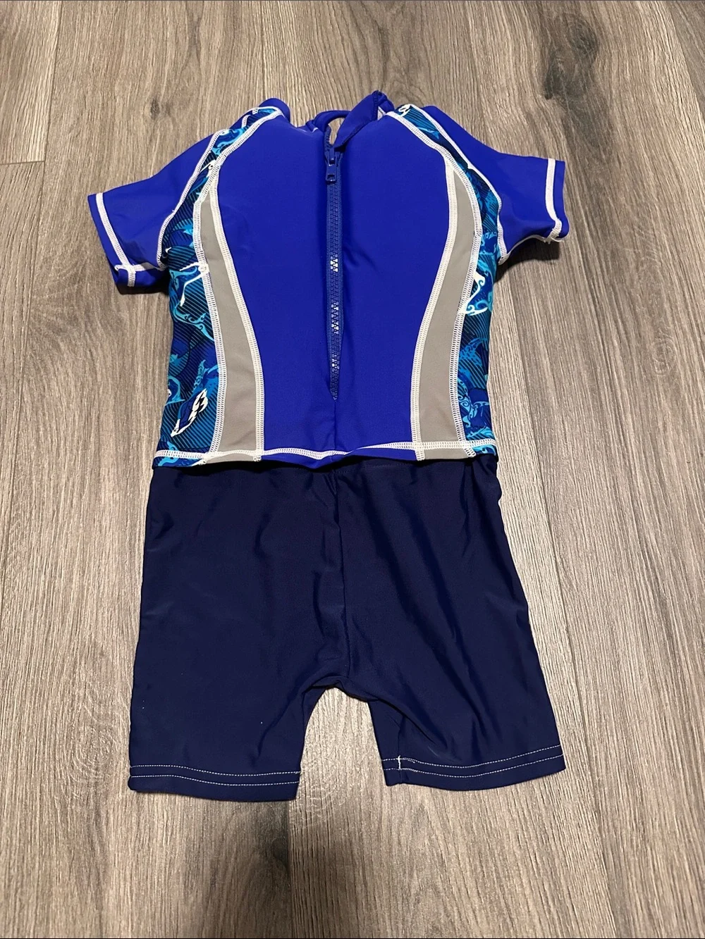 Speedo Blue and Navy Kids Padded Rash Guard Swim Suit